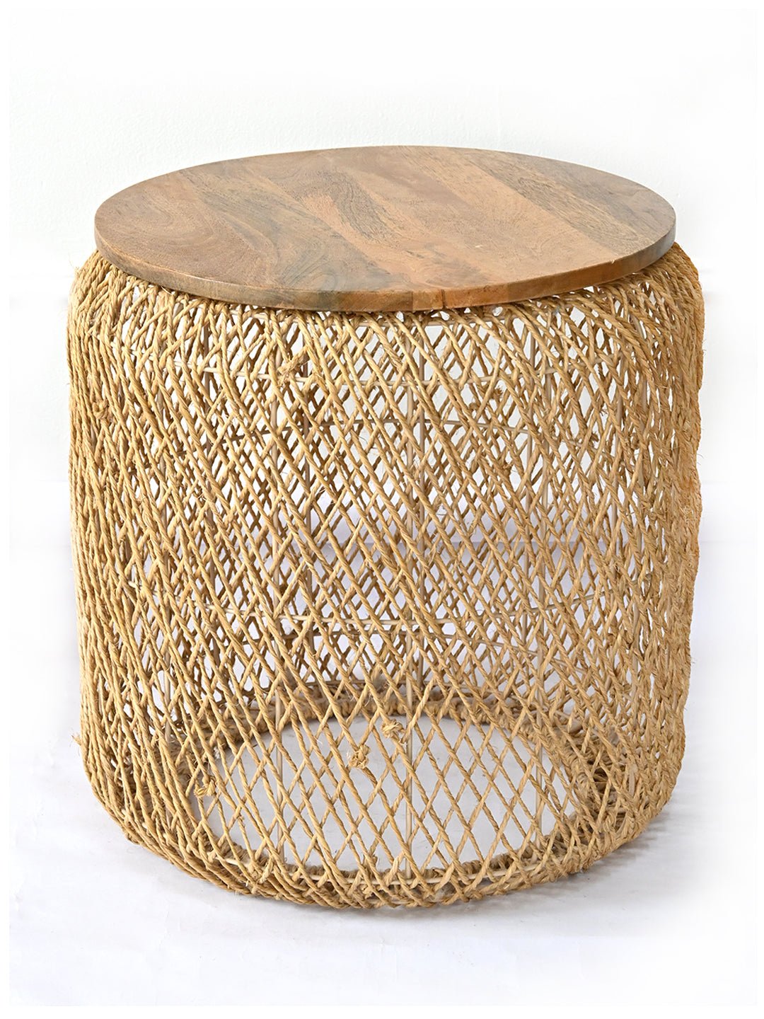 Handcrafted natural jute side table — Art Avenue