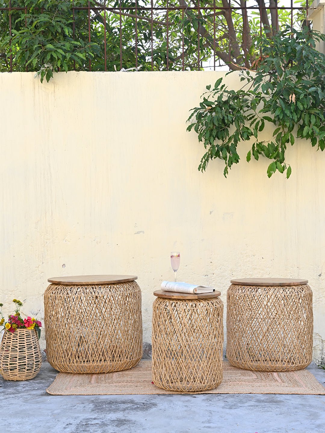 KOMAKI - MULTIPURPOSE JUTE SIDE TABLE - ART AVENUE