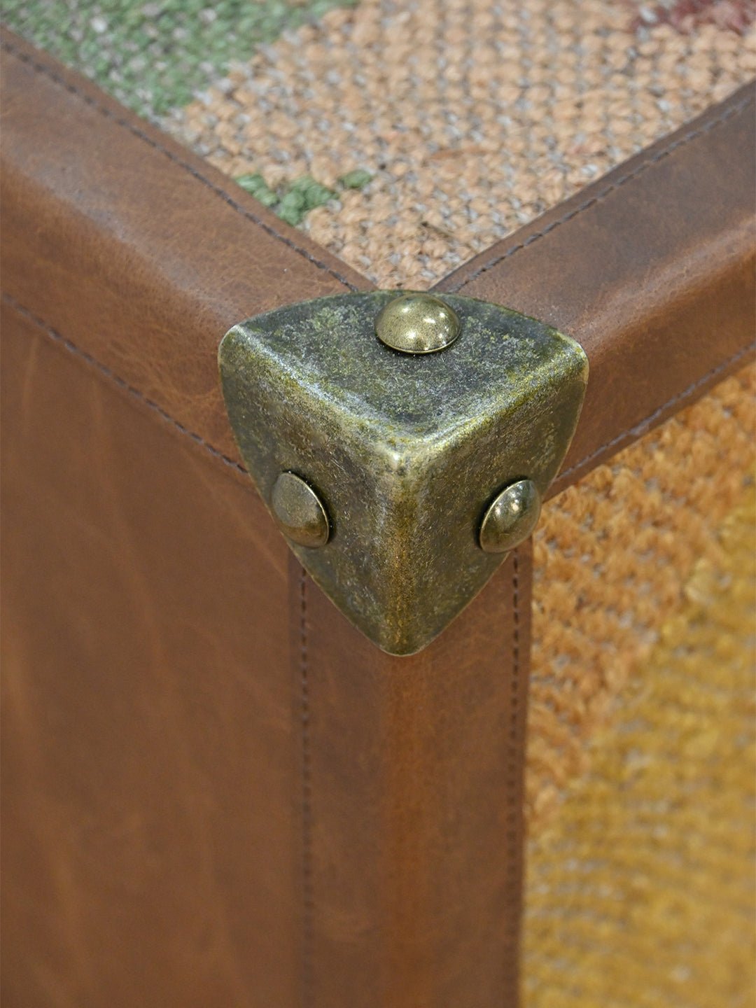 AAHANA- LEATHER & KILIM OFFICE TABLE - ART AVENUE