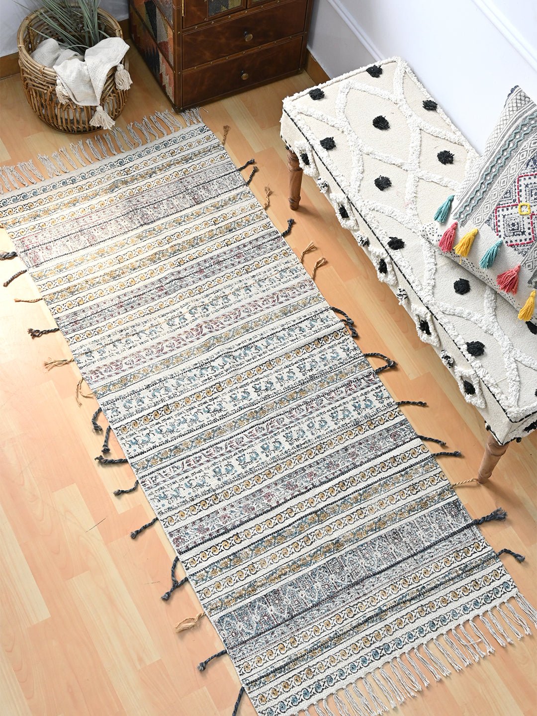 Wind block-printed floor runner — handmade in Jaipur
