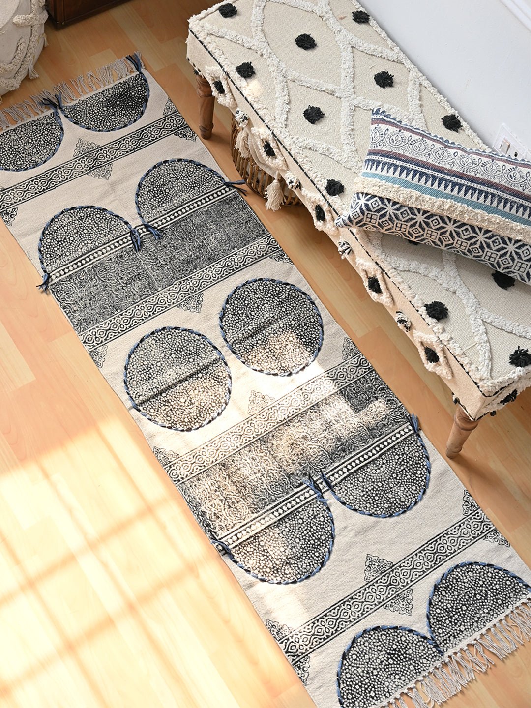 Gitega block-printed floor runner — handmade in Jaipur