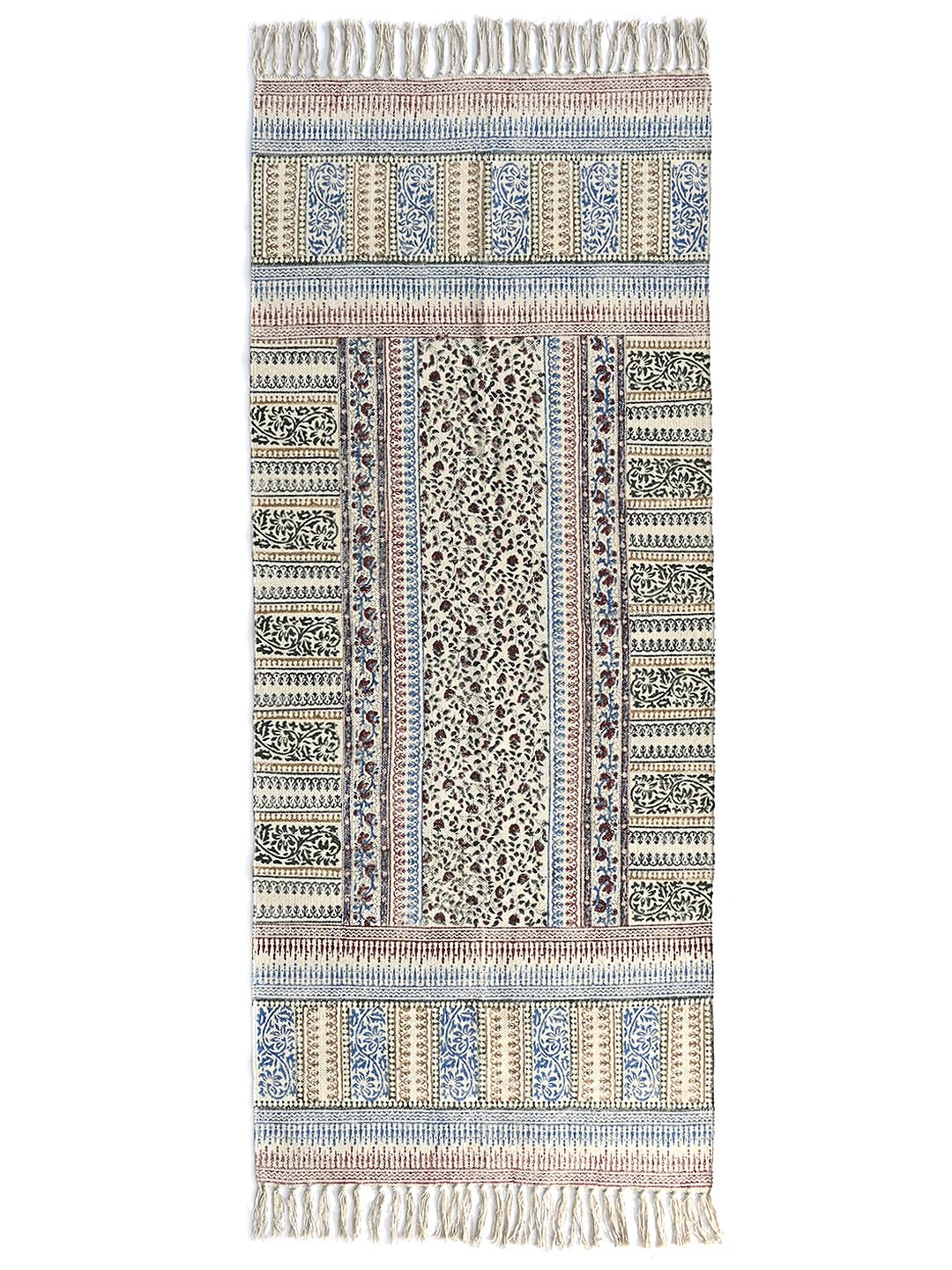 Banjul block-printed floor runner close-up — Art Avenue India