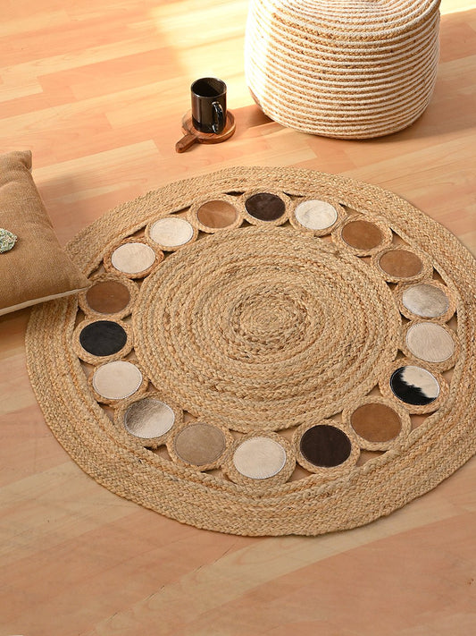 CONKLIN- ROUND JUTE BEIGE BROWN RUG - ART AVENUE