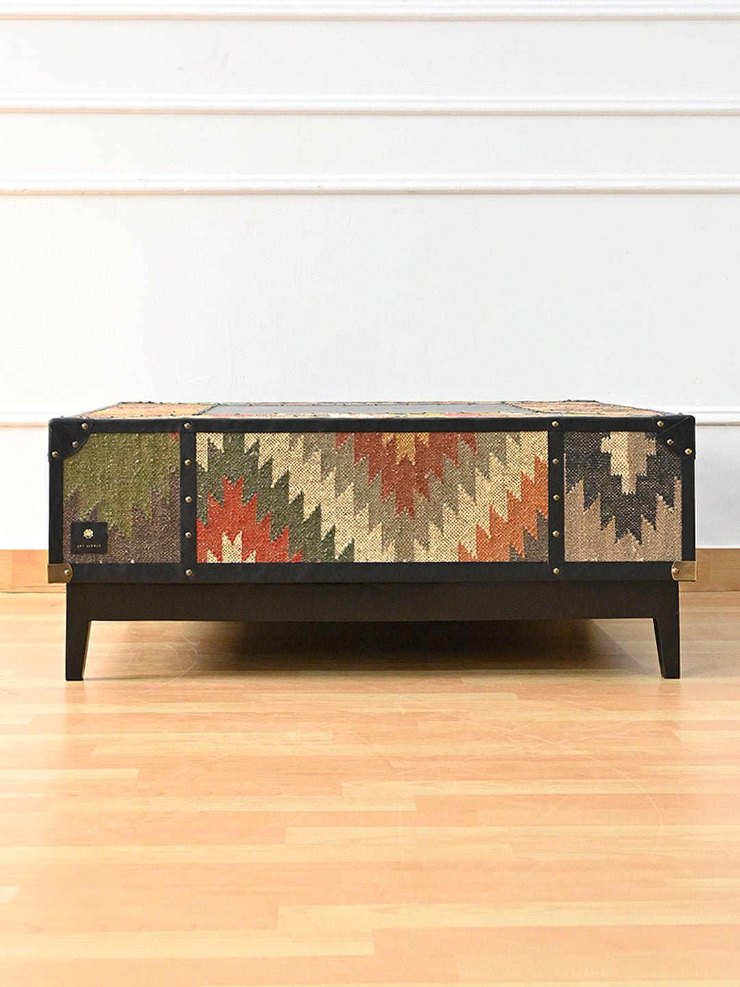 ADRIAN COFFEE TABLE - KILIM AND LEATHER - ART AVENUE