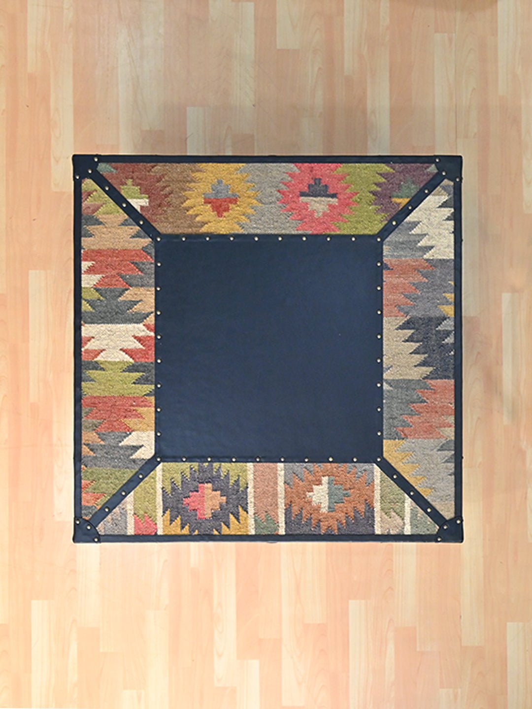 ADRIAN COFFEE TABLE - KILIM AND LEATHER - ART AVENUE