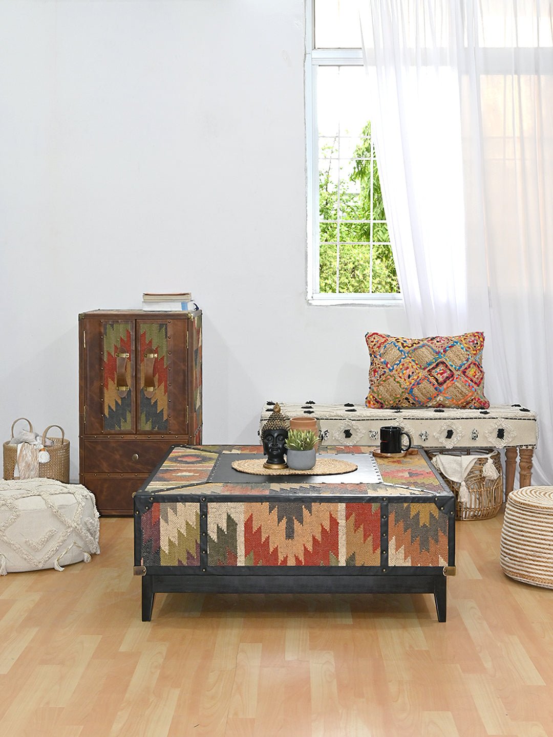 Adrian kilim coffee table — kilim upholstered top — Art Avenue