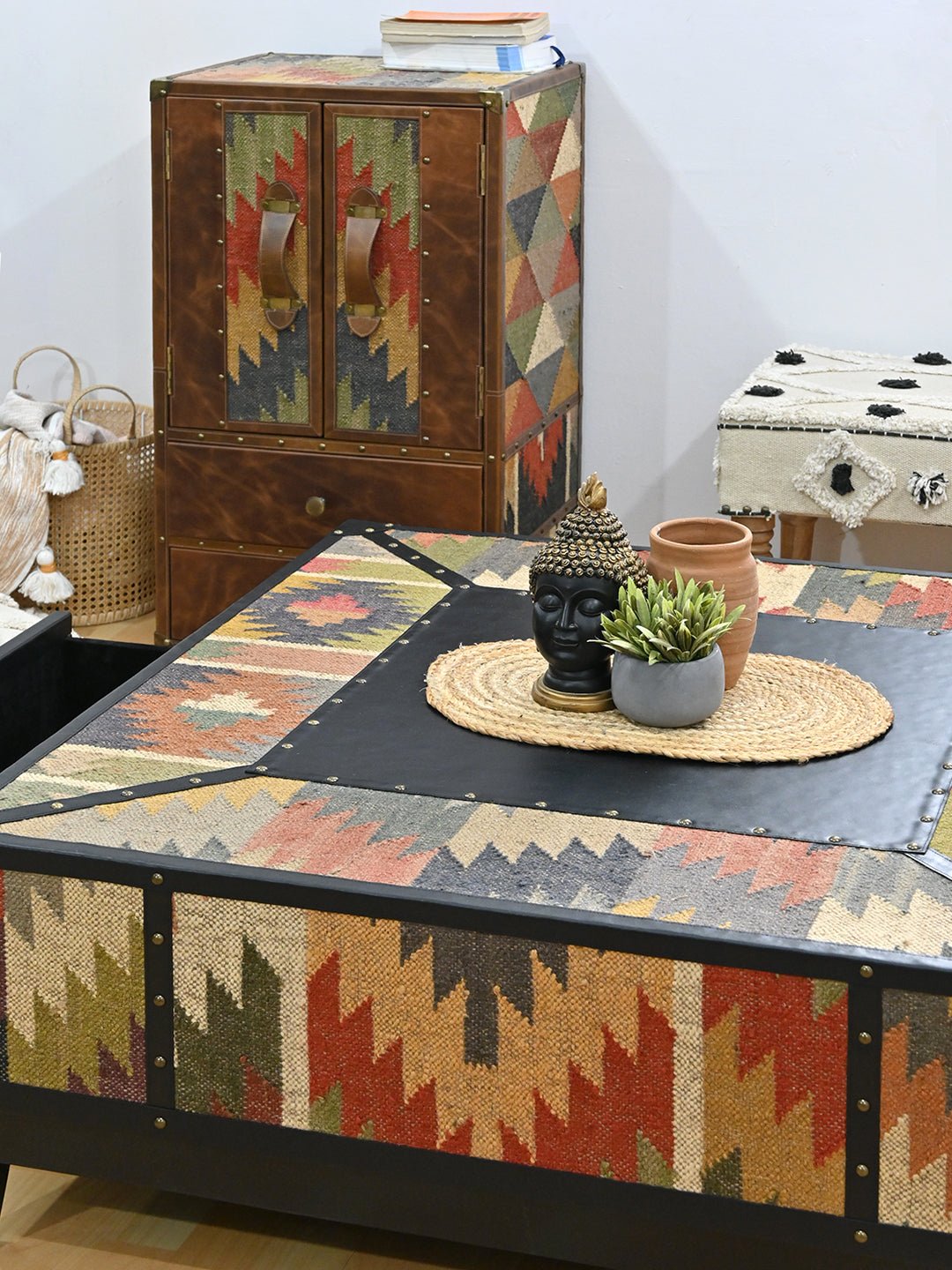 Adrian kilim coffee table — top view — Art Avenue