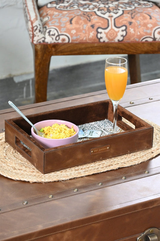 CARROTY - LEATHER & COTTON PRINTED DURRIE TRAY - ART AVENUE