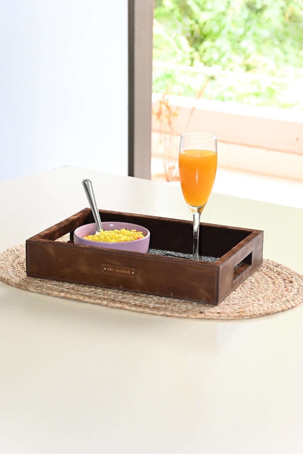 CARROTY - LEATHER & COTTON PRINTED DURRIE TRAY - ART AVENUE