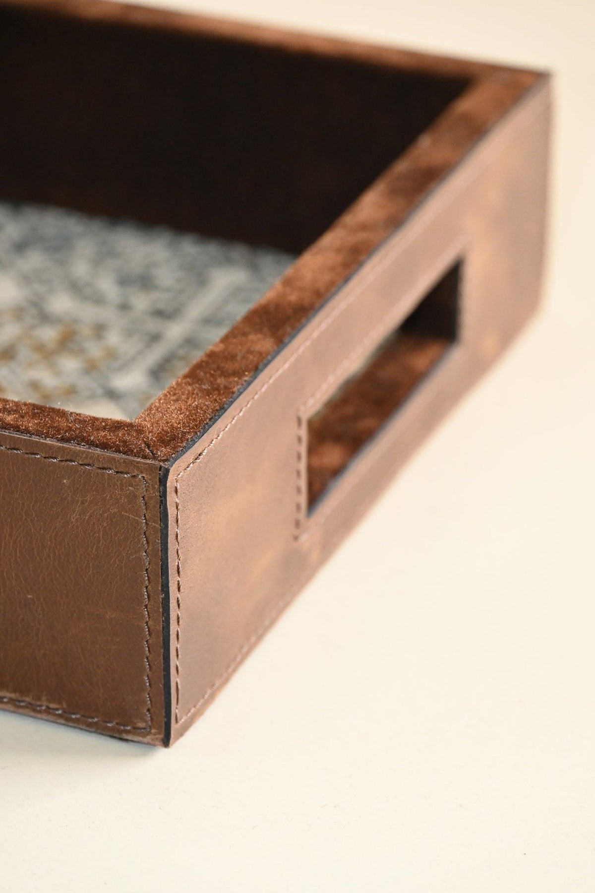 CARROTY - LEATHER & COTTON PRINTED DURRIE TRAY - ART AVENUE
