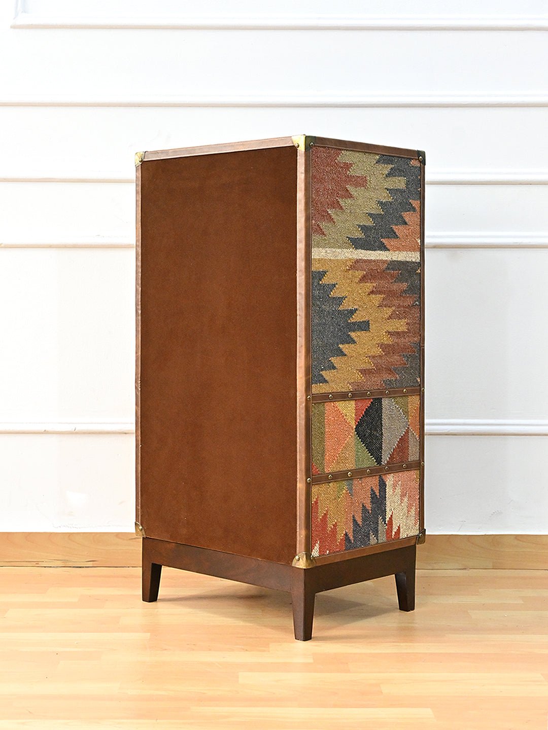 ELEGANCE CABINET WITH DRAWER - KILIM AND LEATHER - ART AVENUE