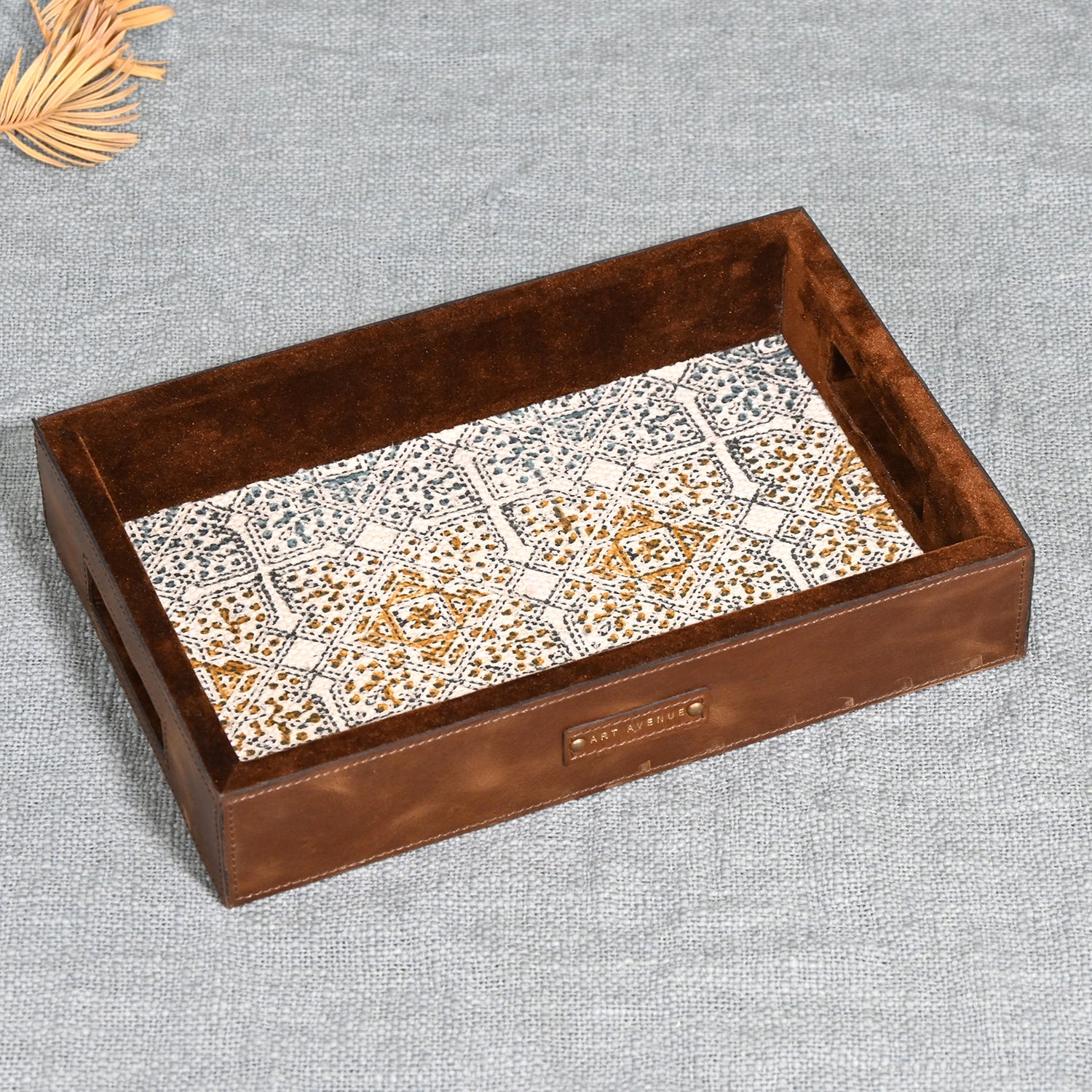 CARROTY - LEATHER & COTTON PRINTED DURRIE TRAY - ART AVENUE
