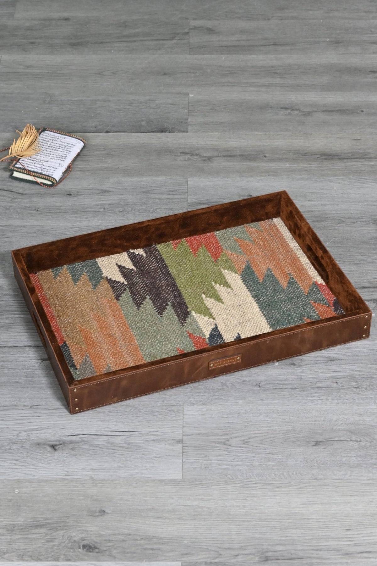 CRIMSOM - LEATHER & KILIM RUG TRAY - ART AVENUE