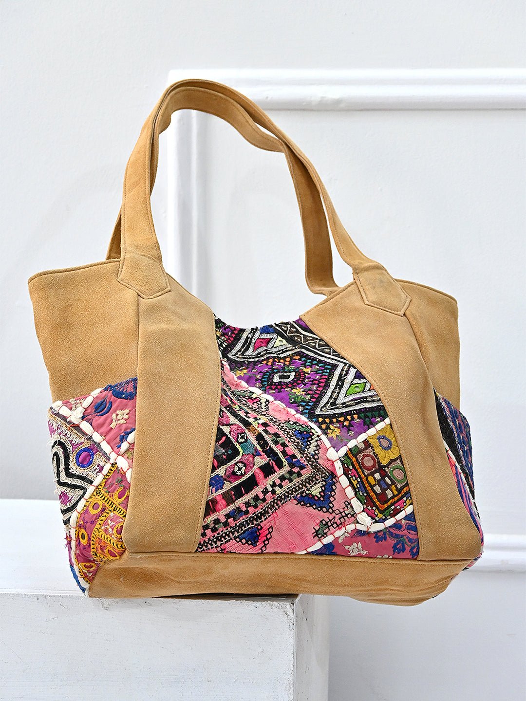 Khamsin patchwork handbag detail — Art Avenue