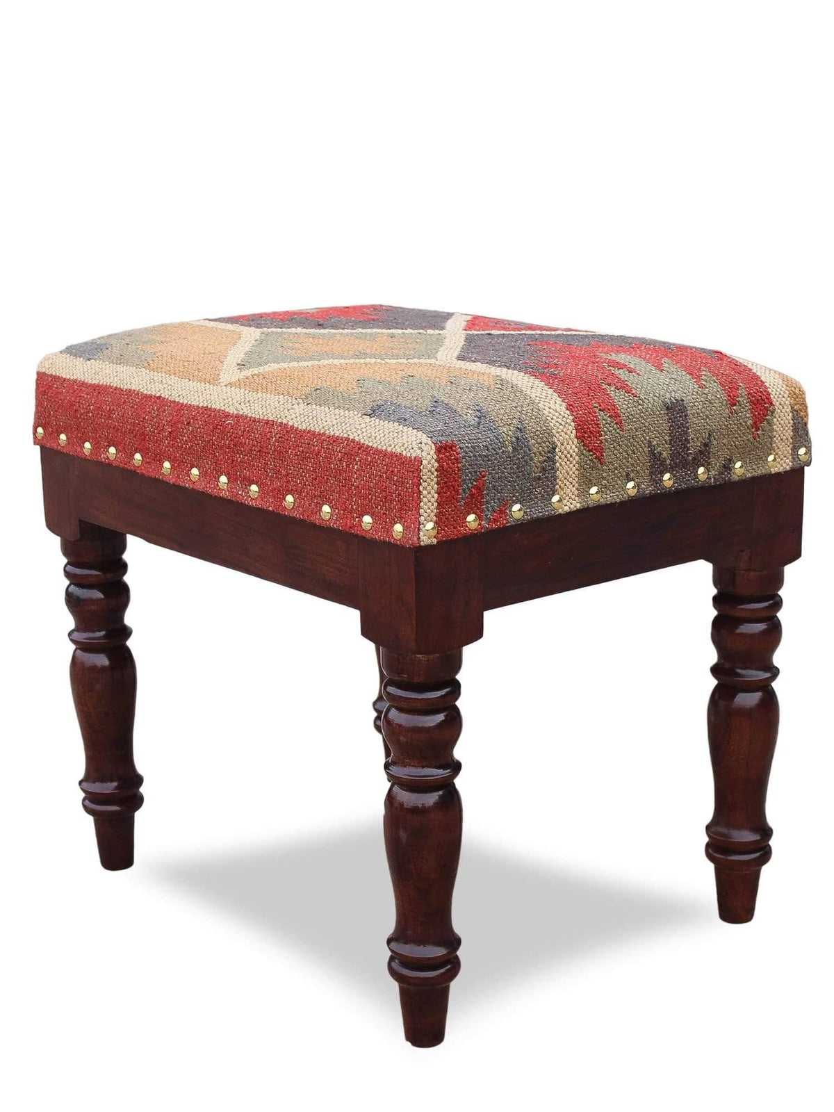 Side view of kilim rectangular ottoman — Art Avenue