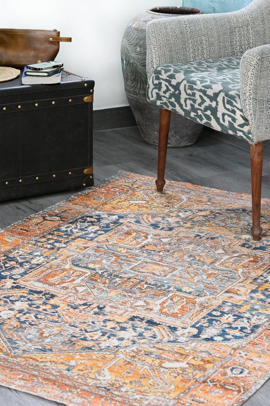 Affirmation digital-printed cotton rug — traditional orange