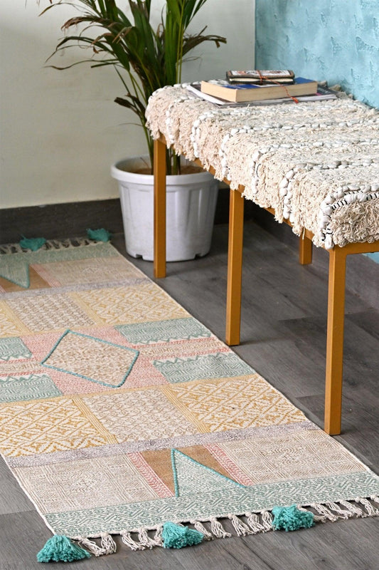 Areena block-printed floor runner — handmade in Jaipur