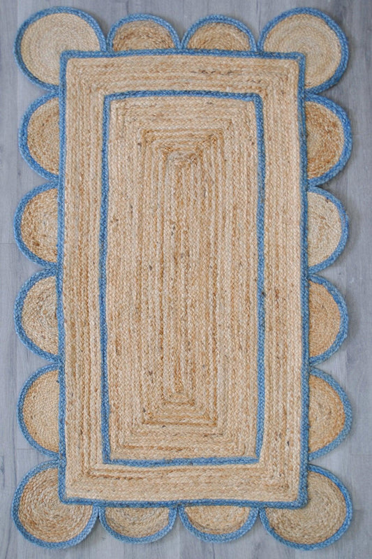 Arene hand-braided jute rug in beige and blue — Art Avenue