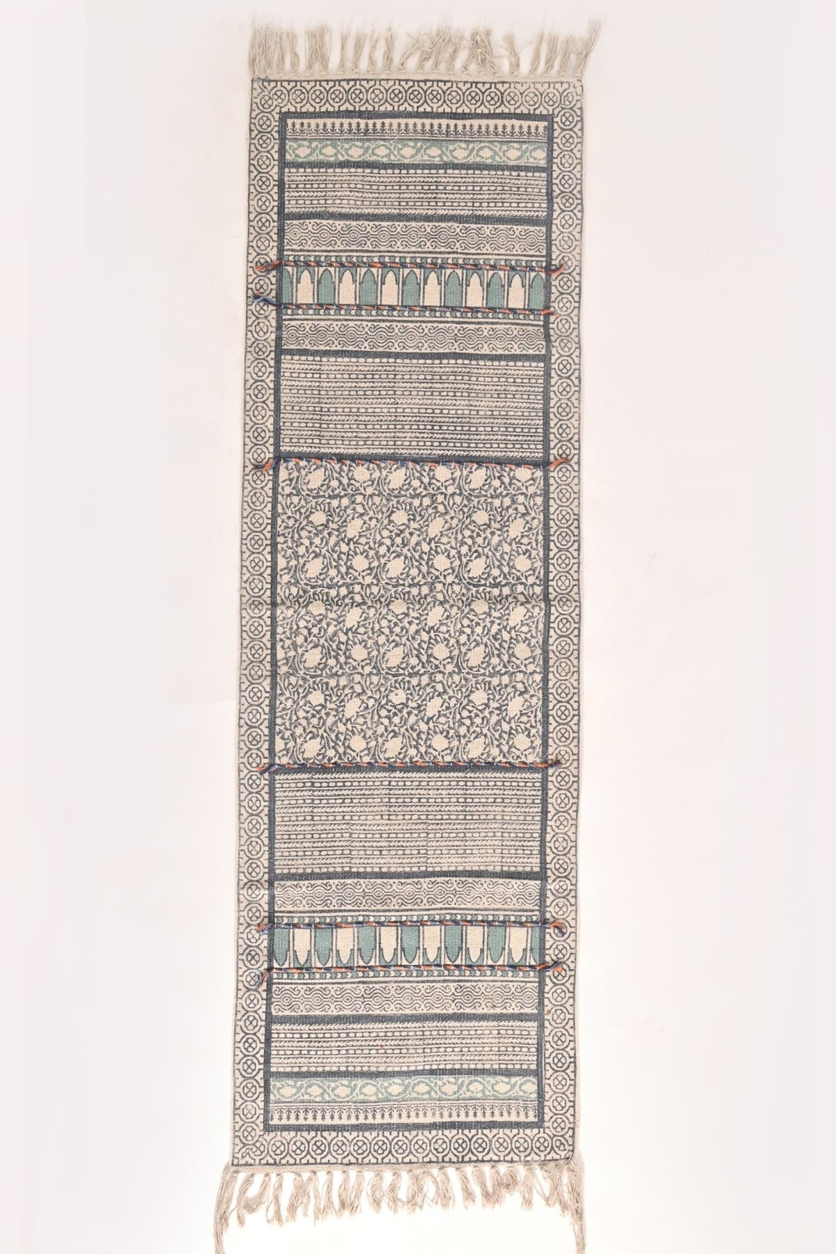 AUDREY -BLOCK PRINTED FLOOR RUNNER - BLUE - ART AVENUE