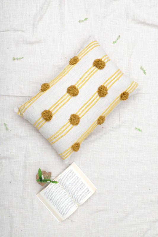 Baltimore Hand-Embroidered Lumbar Cushion Cover — Mustard — Art Avenue