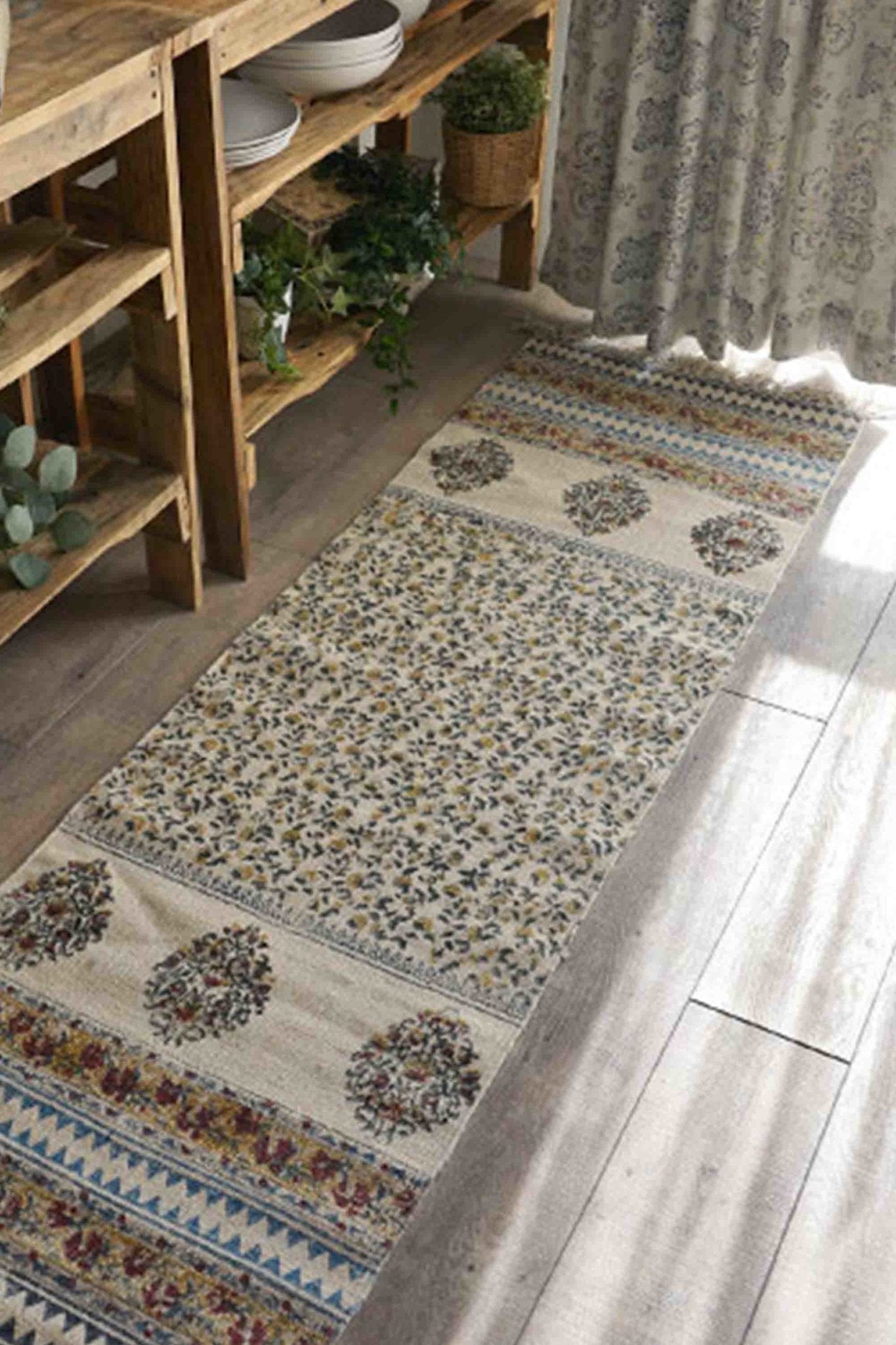 Bangui block-printed cotton floor runner — multicolour, Art Avenue Jaipur