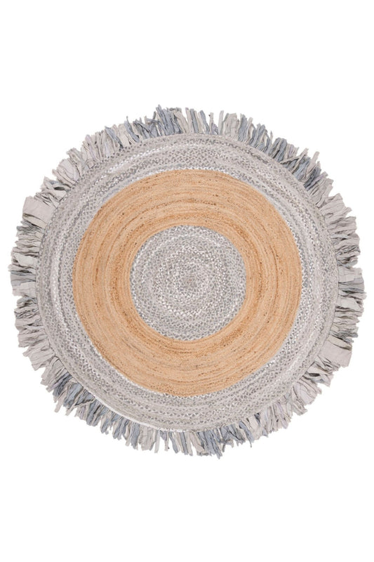 Begonia round braided jute rug — handmade in Jaipur