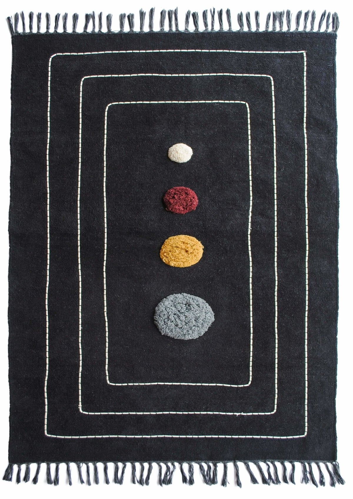 Bloom hand-embroidered rug room setting — Art Avenue India