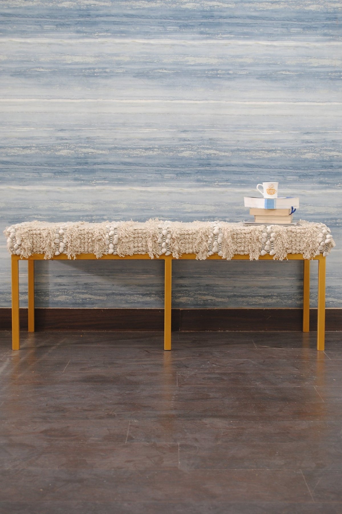 Brisbane upholstered bench — front view — Art Avenue