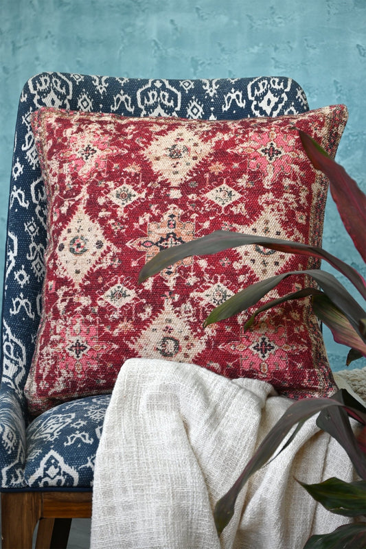 Carrot Printed Square Cushion Cover — Red — Art Avenue