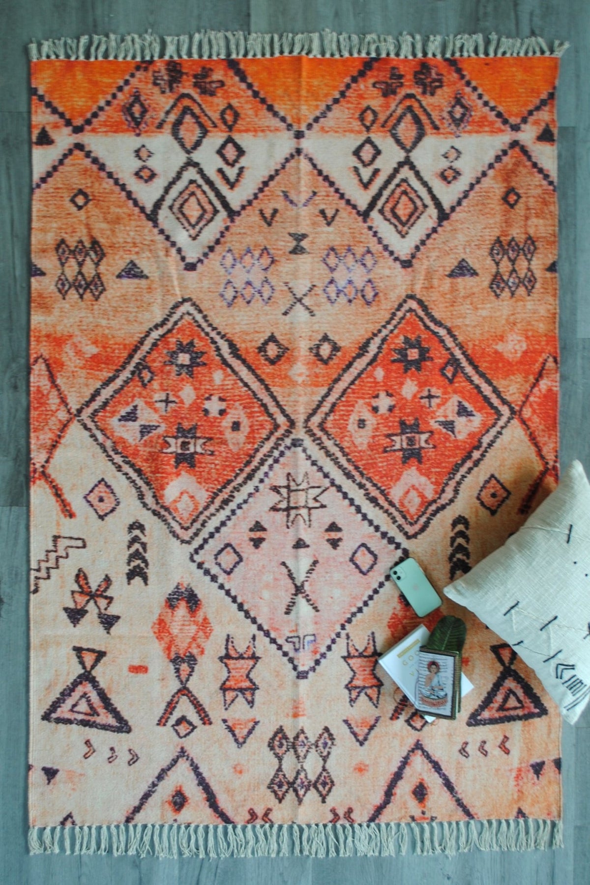 Castanea block-printed rug — handmade in Jaipur