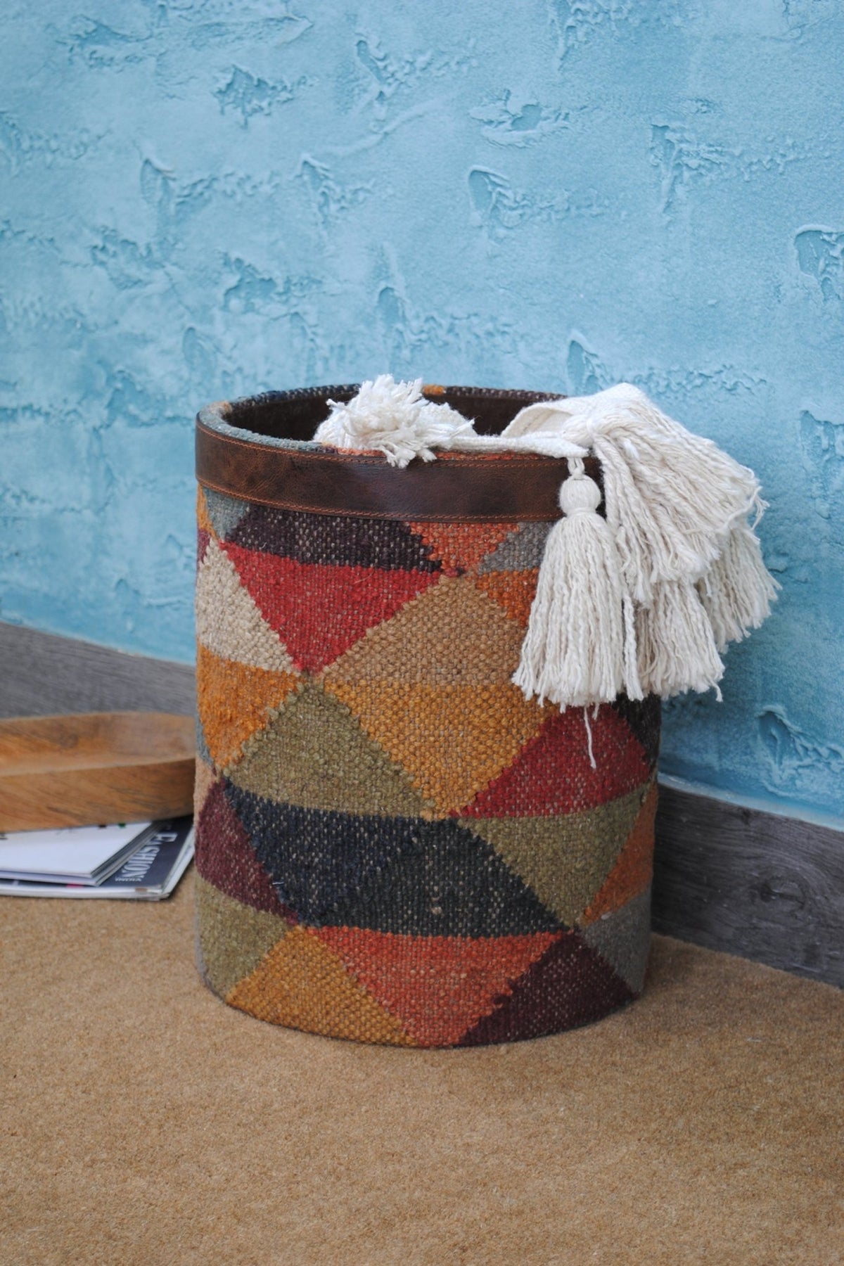 DAREN - KILIM & LEATHER BIN - ART AVENUE