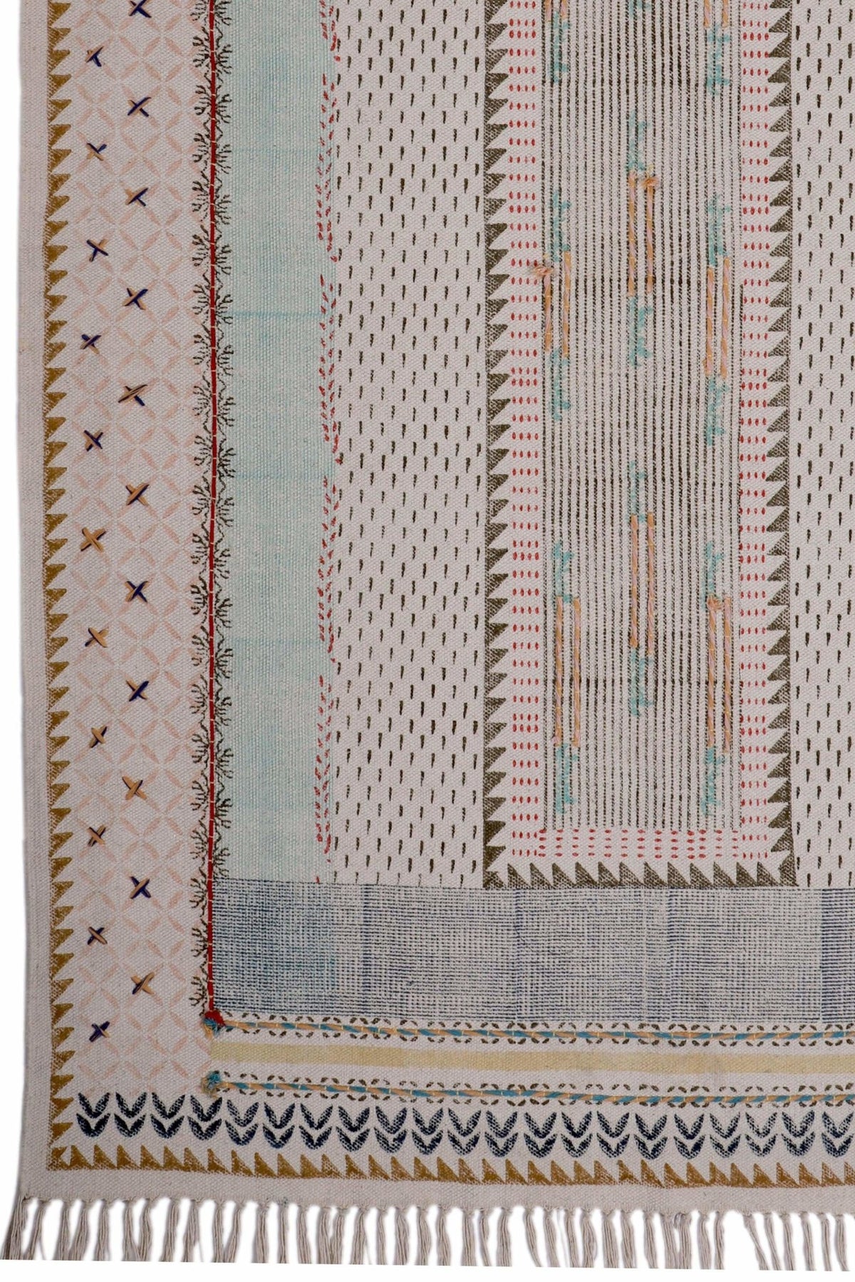 DARIBA- BLOCK PRINTED RUG - MULTICOLOUR - ART AVENUE