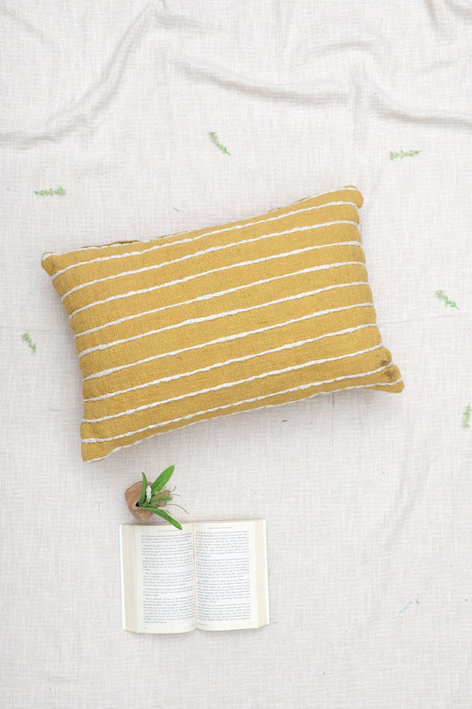 Denver Dyed & Embroidered Lumbar Cushion Cover — Mustard — Art Avenue