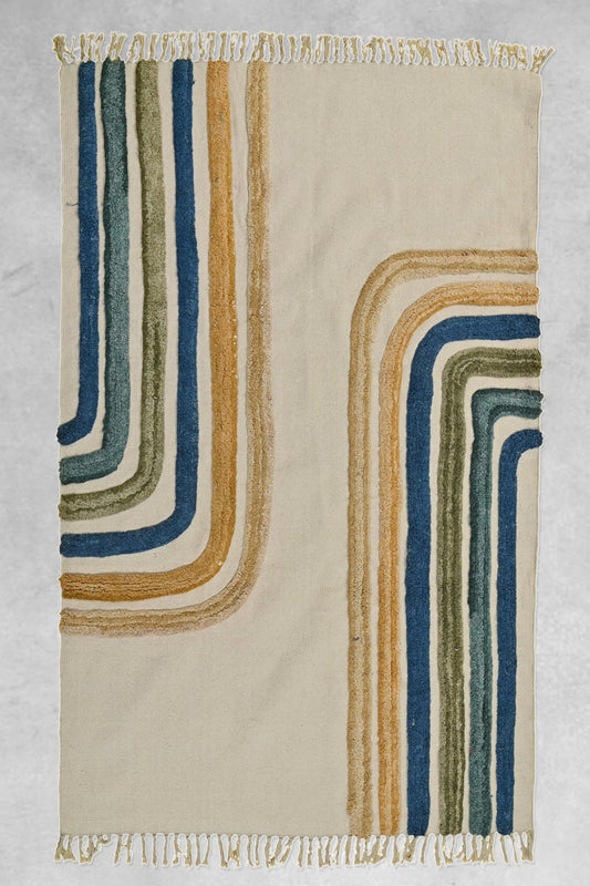 Depot hand-embroidered cotton rug — handmade in Jaipur