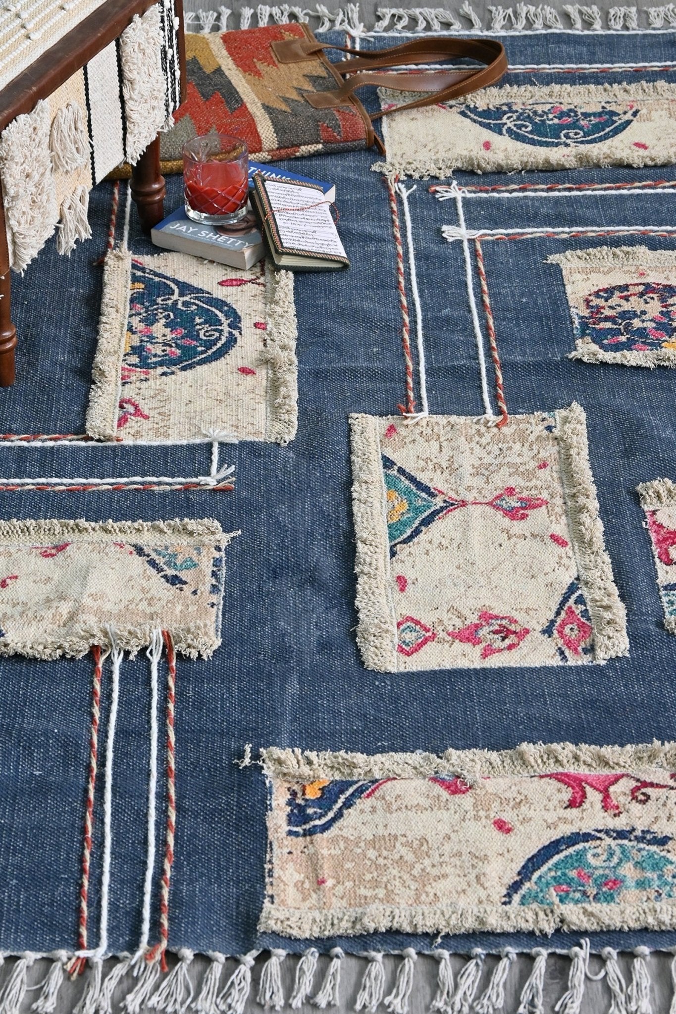 Devsara embroidered rug lifestyle — Art Avenue Jaipur