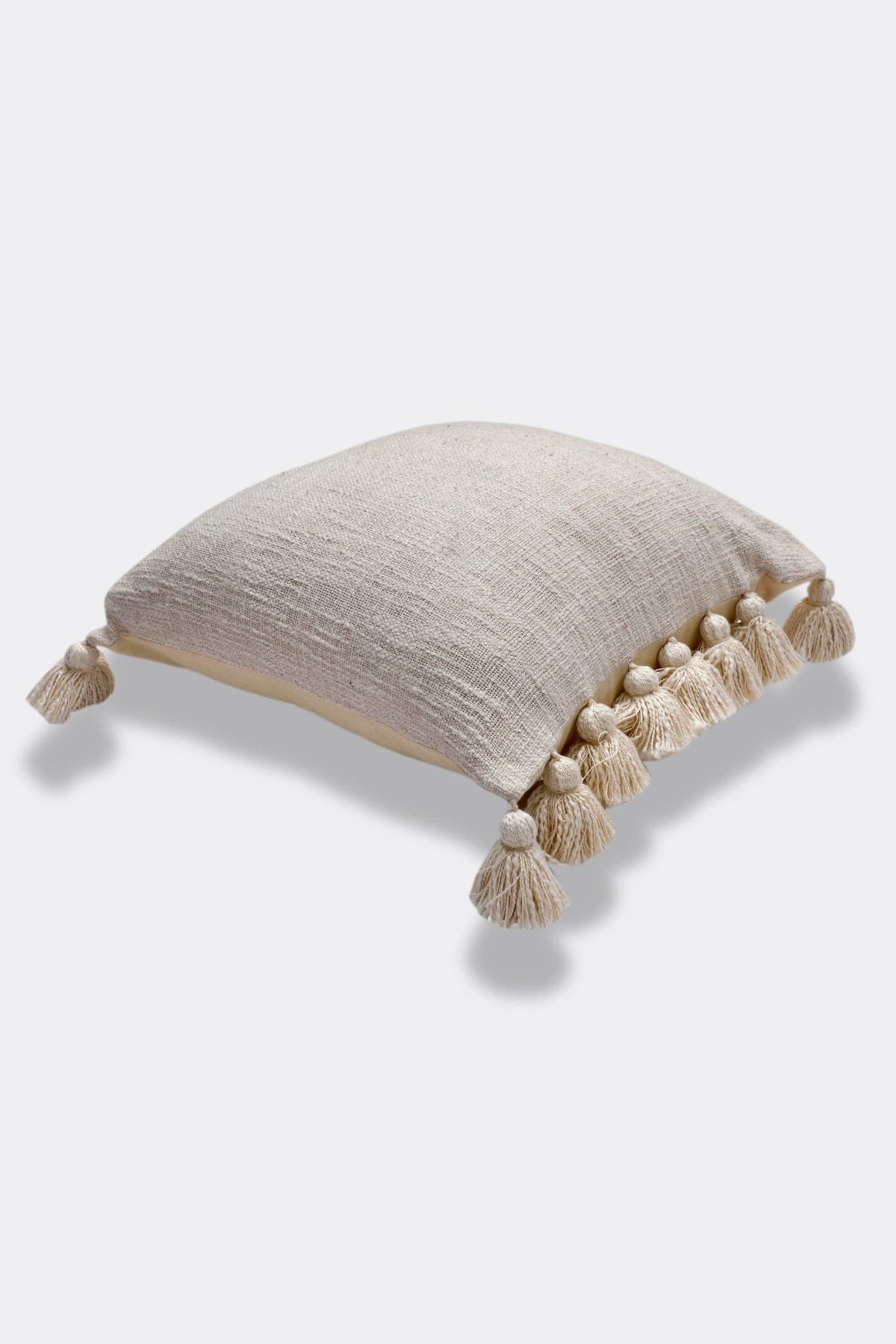 Detail of hand embroidery on cream square cushion cover — Art Avenue