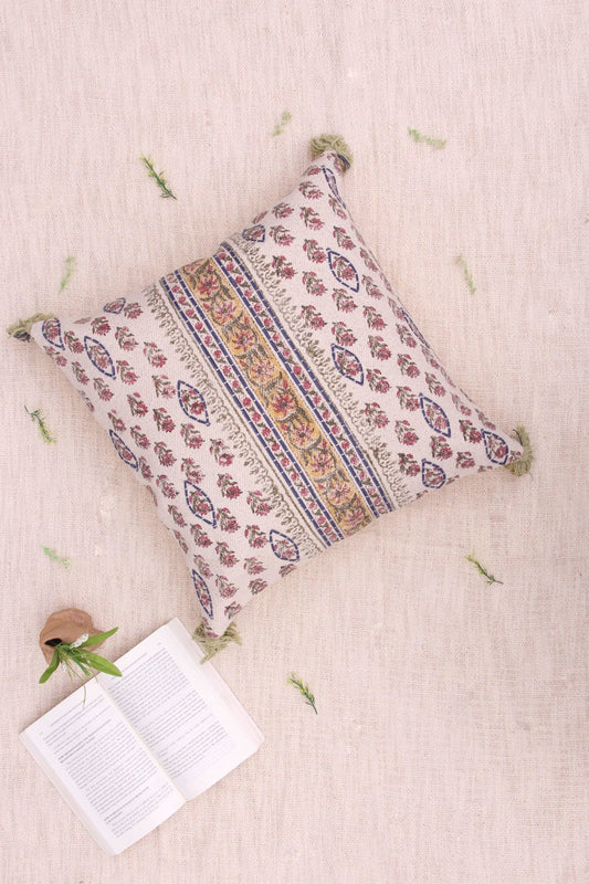 Fishery Block-Printed Square Cushion Cover — Off White — Art Avenue