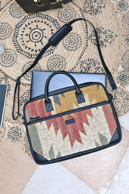GAVIEN - KILIM & LEATHER LAPTOP BAG - ART AVENUE