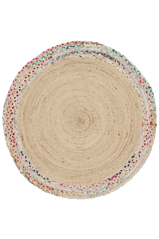 Heather round braided jute rug — handmade in Jaipur