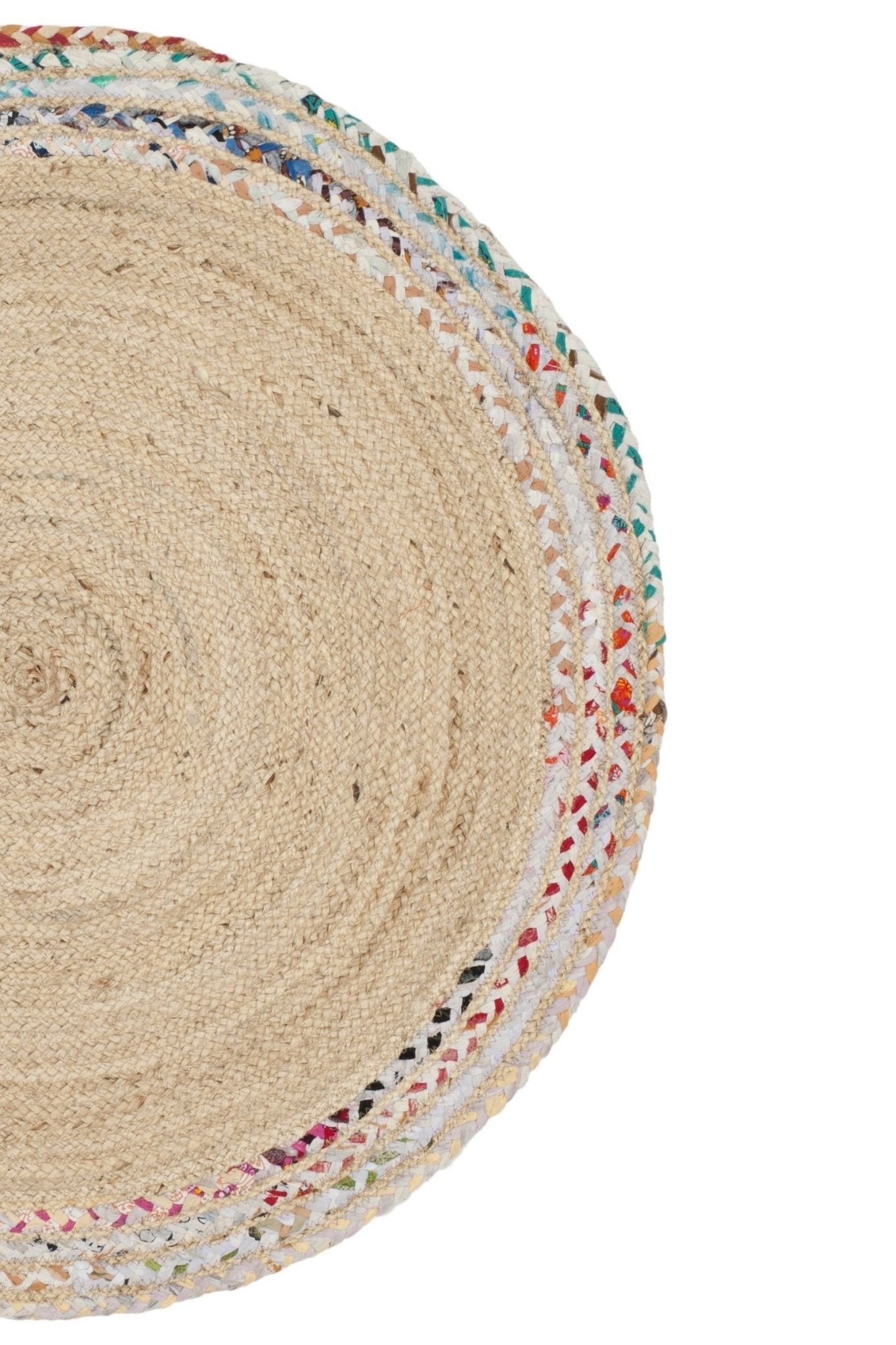 Heather round jute rug room setting — Art Avenue India