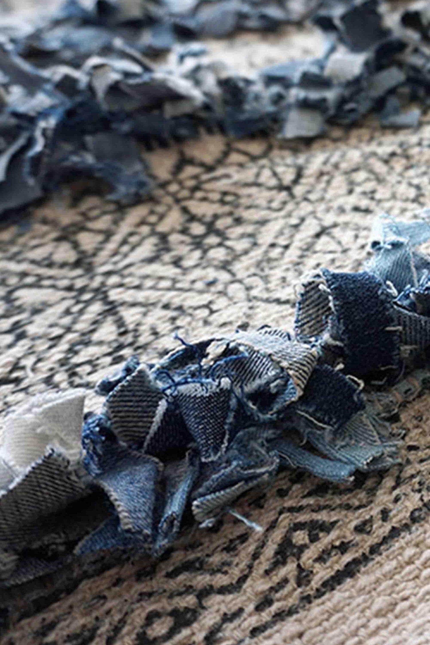 MODISH - DENIM SHAGGY BLOCK PRINT RUG - ART AVENUE