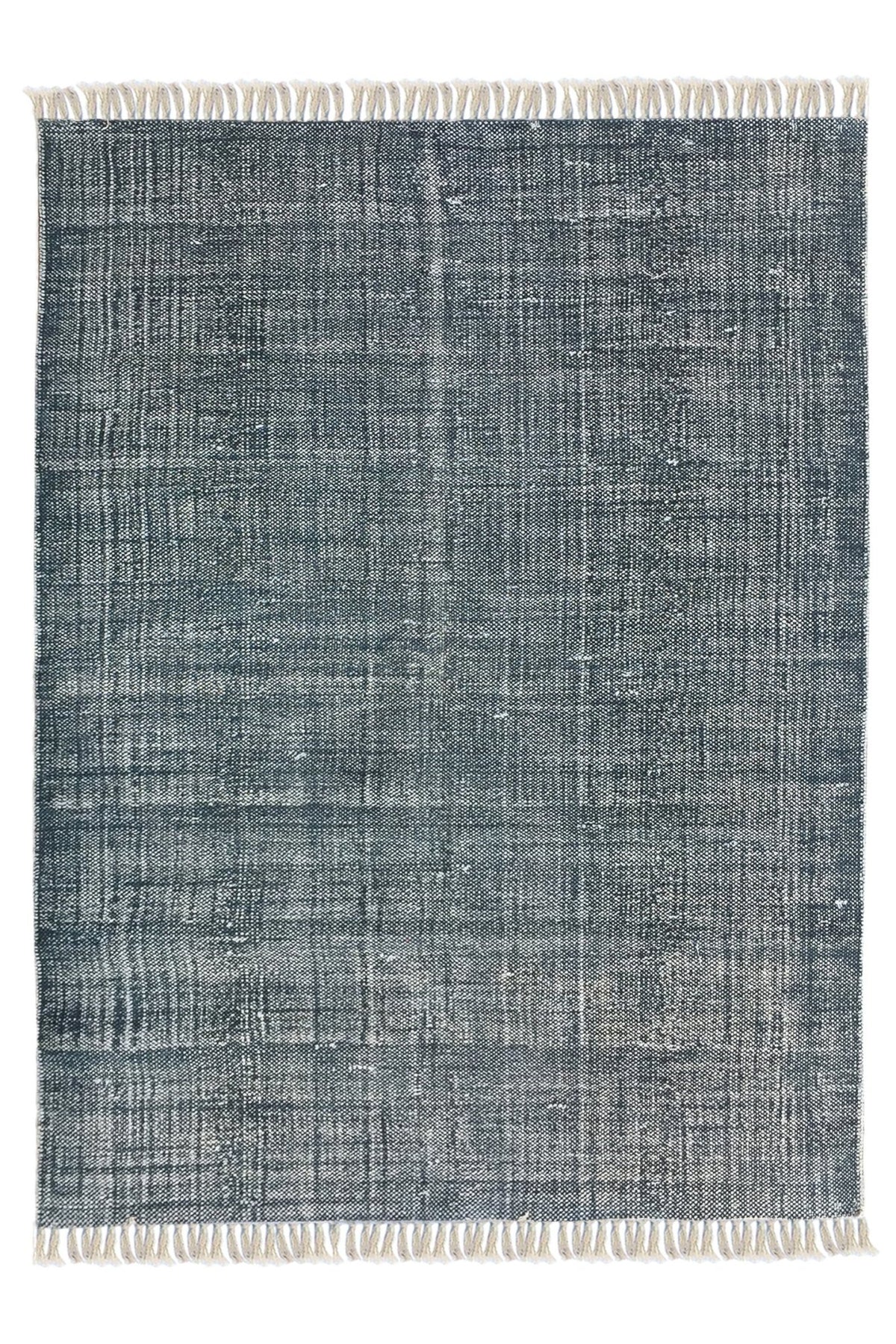Jaguar solid block-printed rug — navy blue handmade in Jaipur