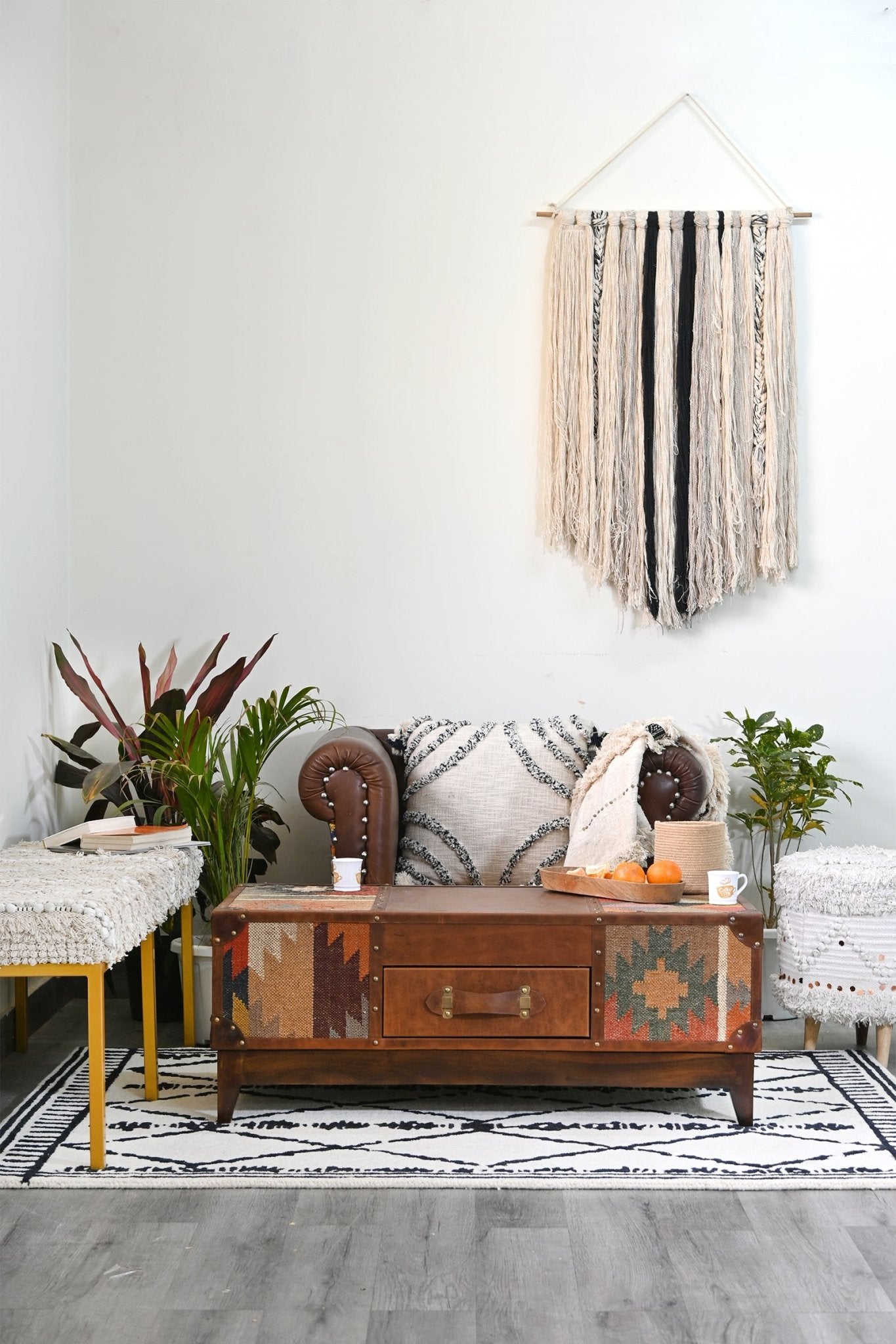 Kilim coffee table — top surface detail — Art Avenue