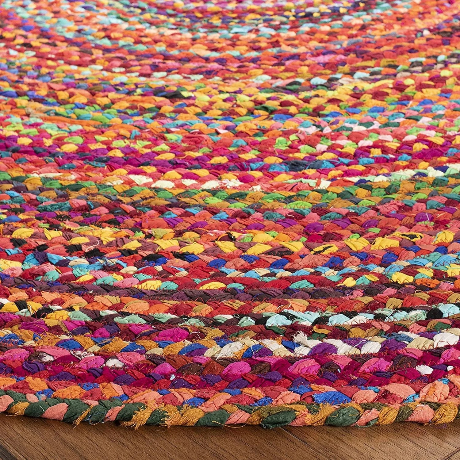 Justified round jute rug — handwoven natural fibre, Art Avenue Jaipur