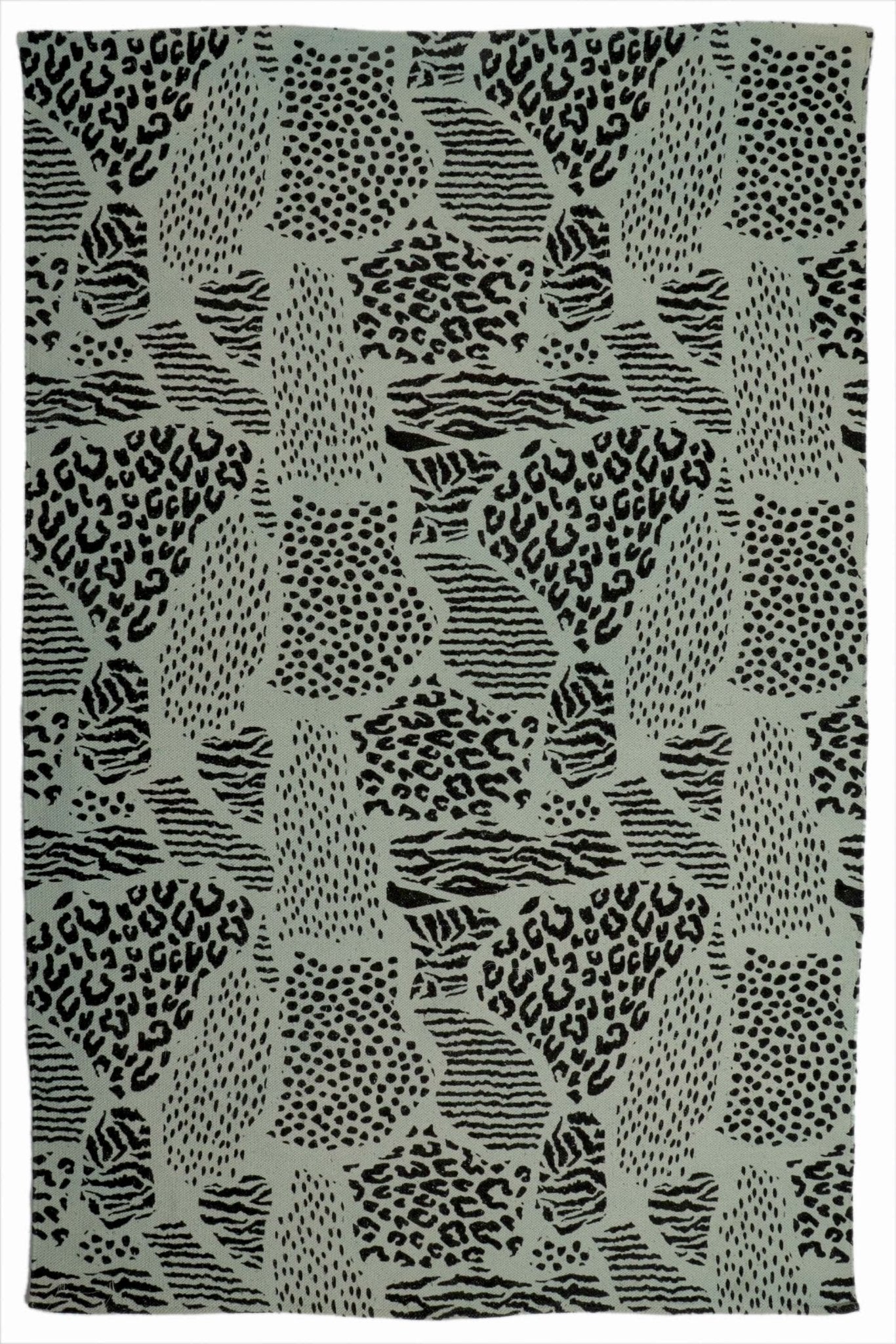 Kumher cotton rug green pattern — Art Avenue Jaipur