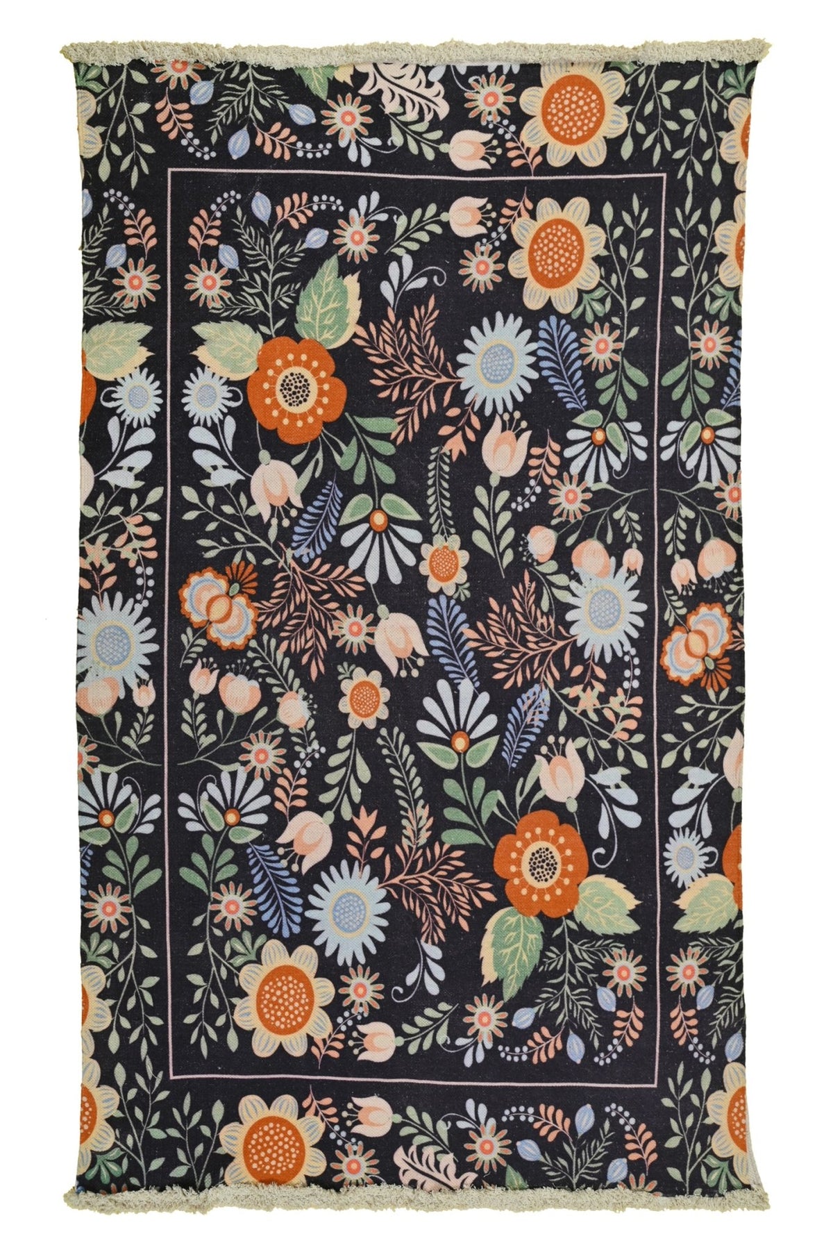 Laser block-printed cotton rug — handmade in Jaipur