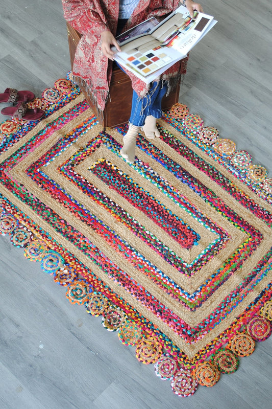 Maze braided recycled chindi rug — Art Avenue