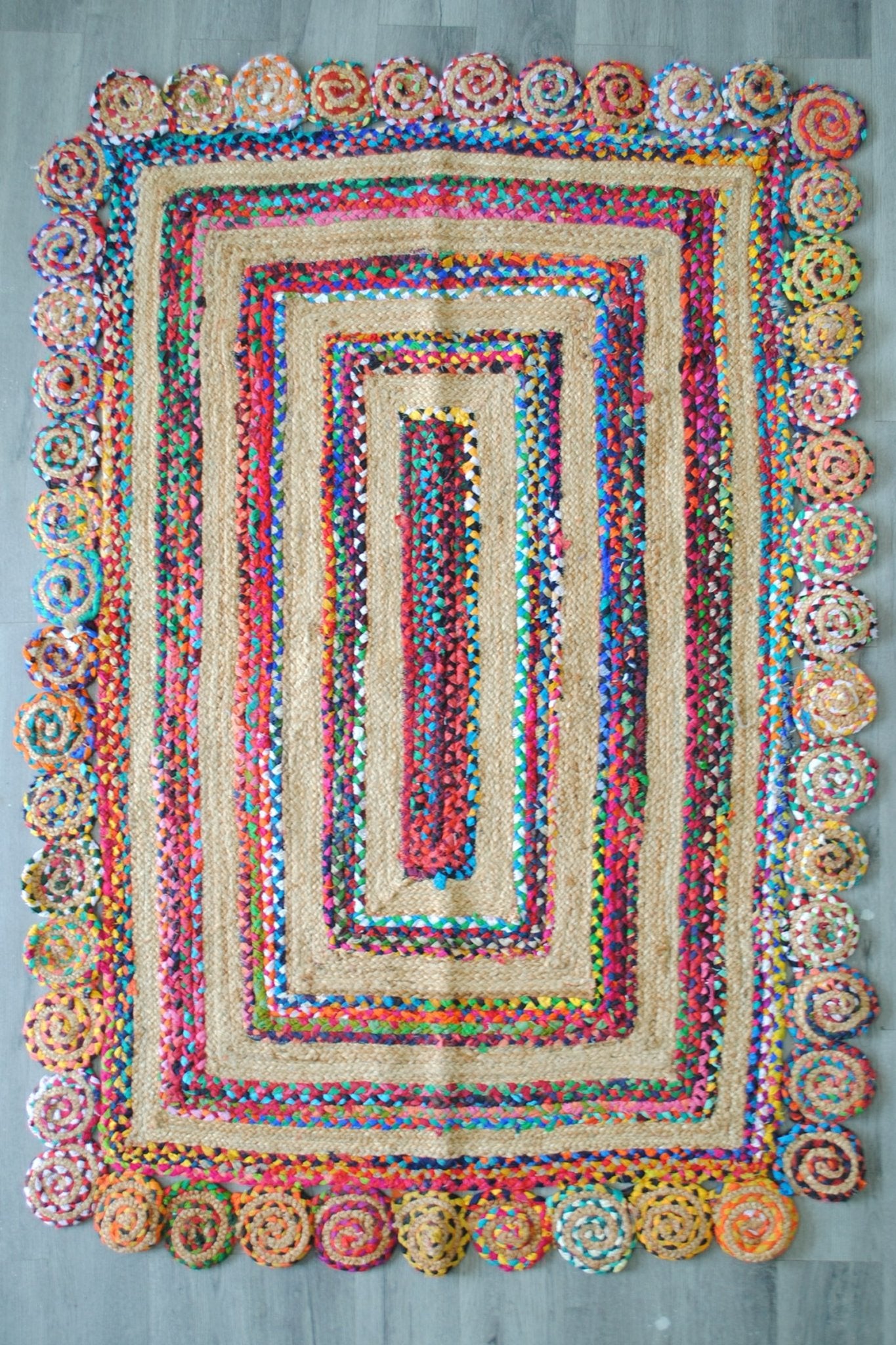 Maze braided chindi rug room setting — Art Avenue