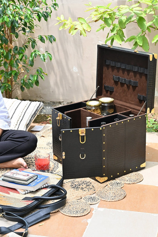 Portable Leather Bar Cabinet — Art Avenue