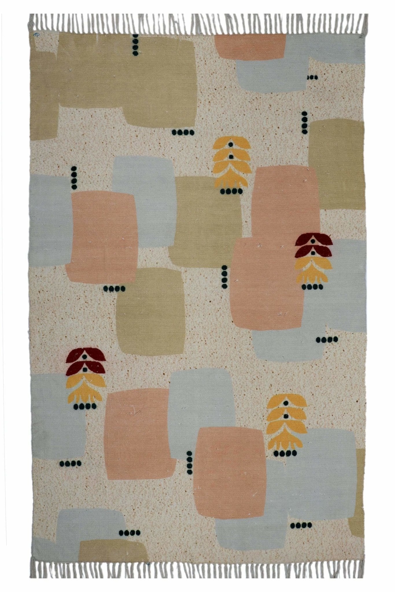 Modak block-printed rug room setting — Art Avenue India